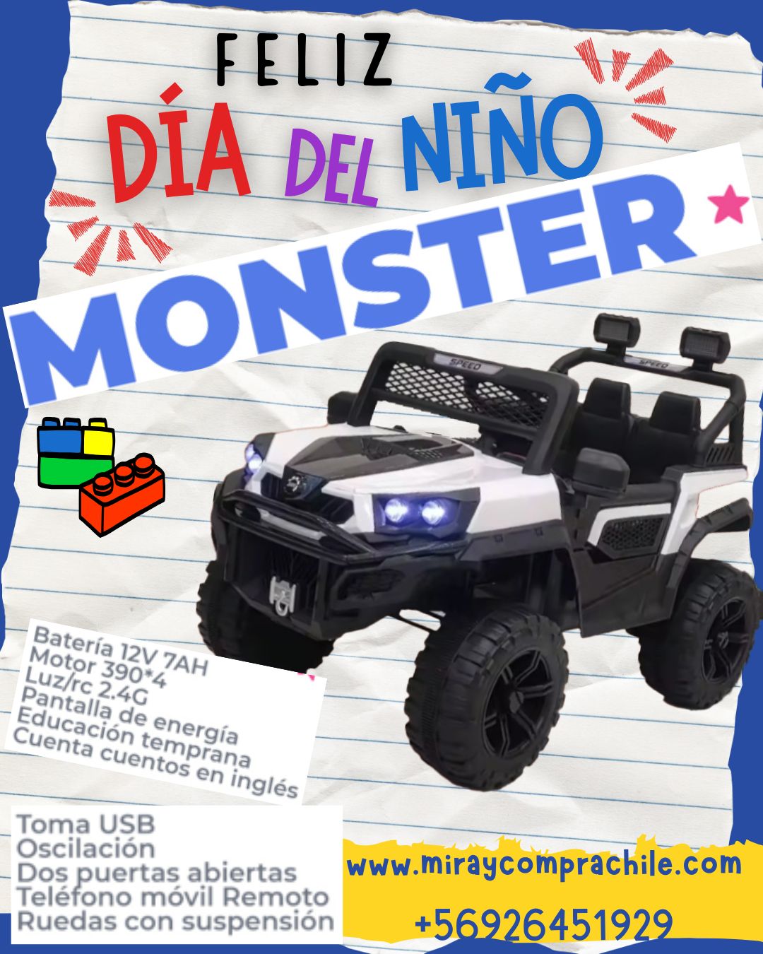 Jeep Monster 4x4 para Niños | Vehículo Eléctrico Infantil