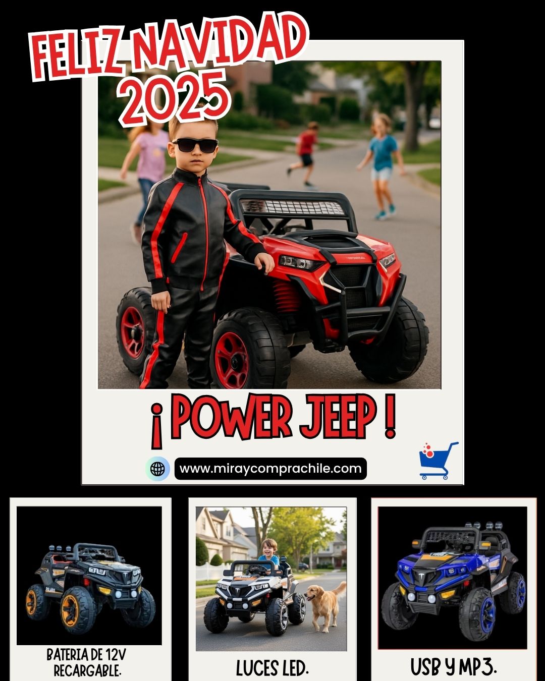 Power Jeep 4x4 Eléctrico para Niños | Con Control Parental