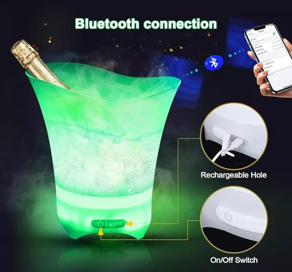 Cubitera Led RGB  con Parlante  5 Litros