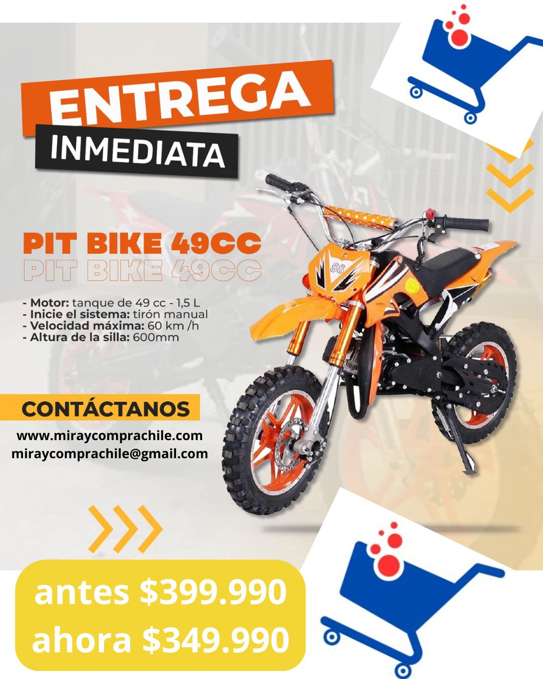 PITBIKE 49cc para Niños | Moto Infantil Todo Terreno