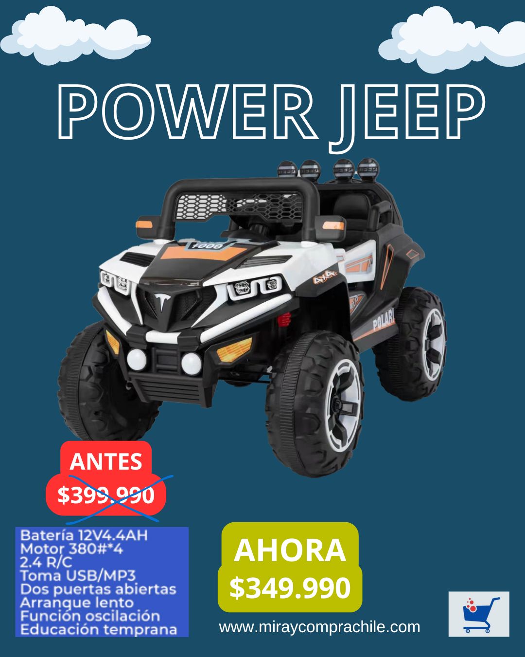 Power Jeep 4x4 Eléctrico para Niños | Con Control Parental