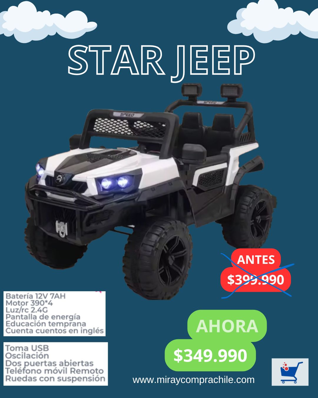 Star Jeep 4x4 para Niños | Vehículo Eléctrico Infantil