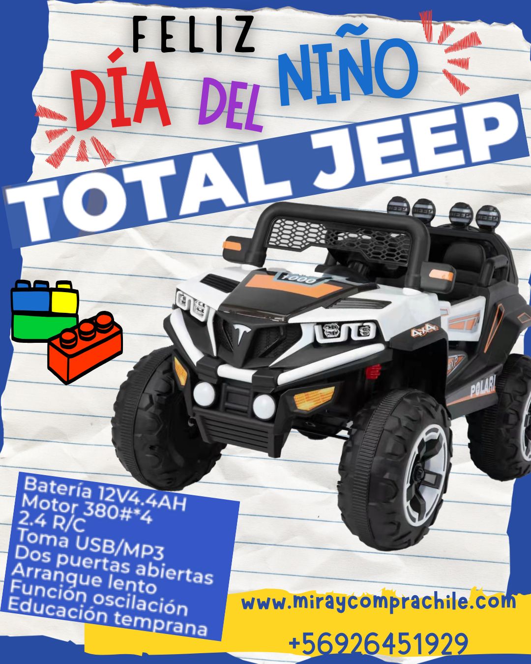 Total Jeep 4x4 Eléctrico para Niños | Con Control Parental